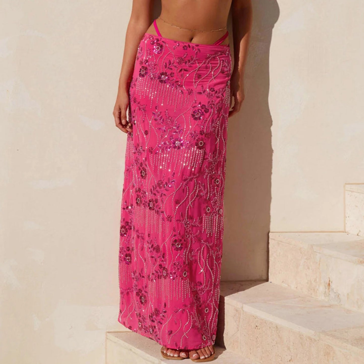 Beaded Sequined Maxi Skirt