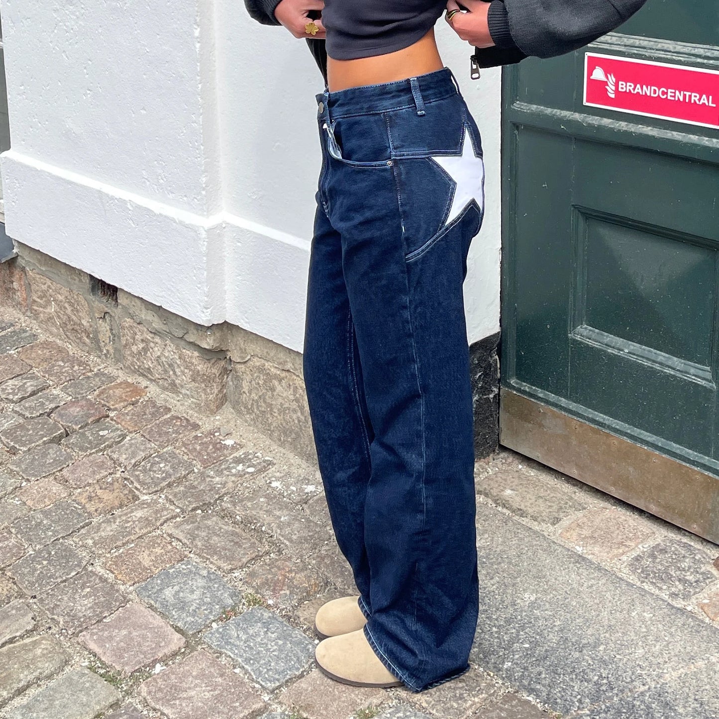 Star Print Loose Fit Denim Jeans