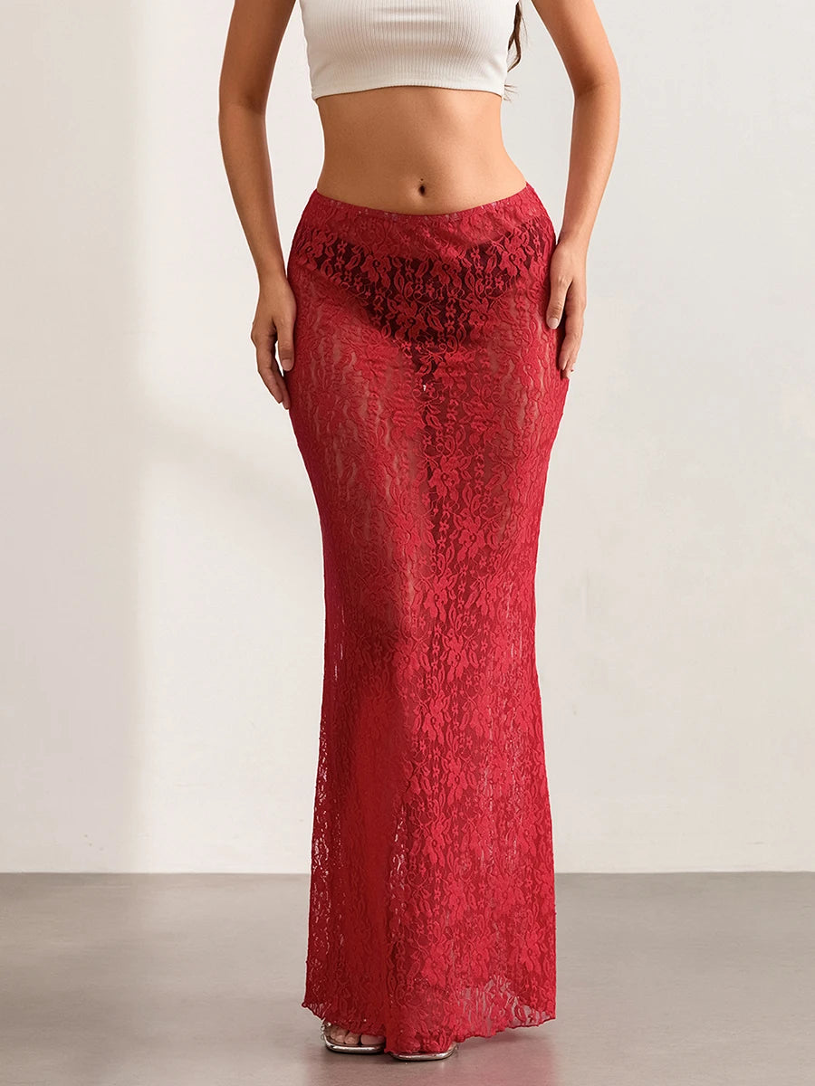 Lace Floral Wrap Skirt