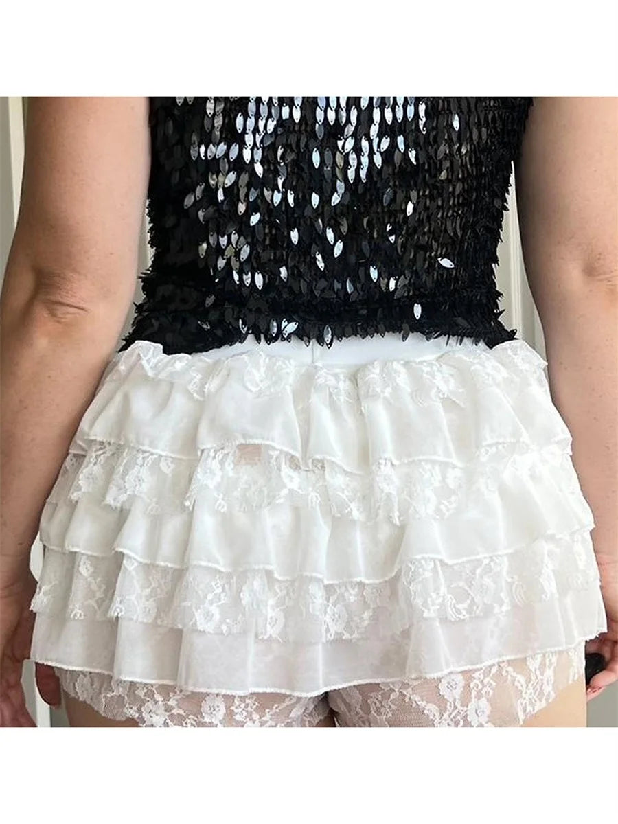 Lace Layered Ruffle Shorts