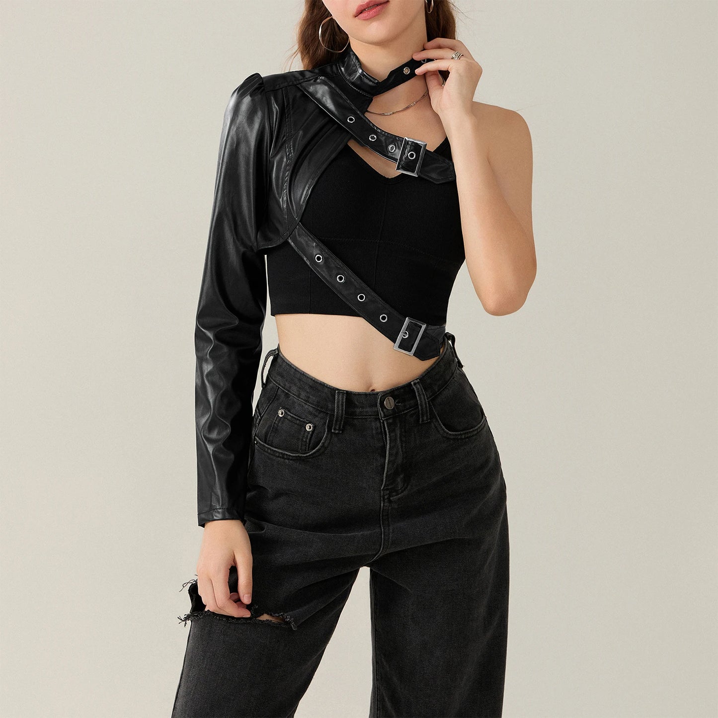 Halter Crop Tank Top – Sleeveless V-Neck
