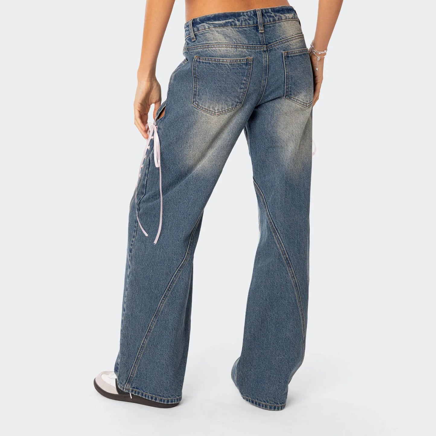 Retro Wide Leg Buttoned Jeans