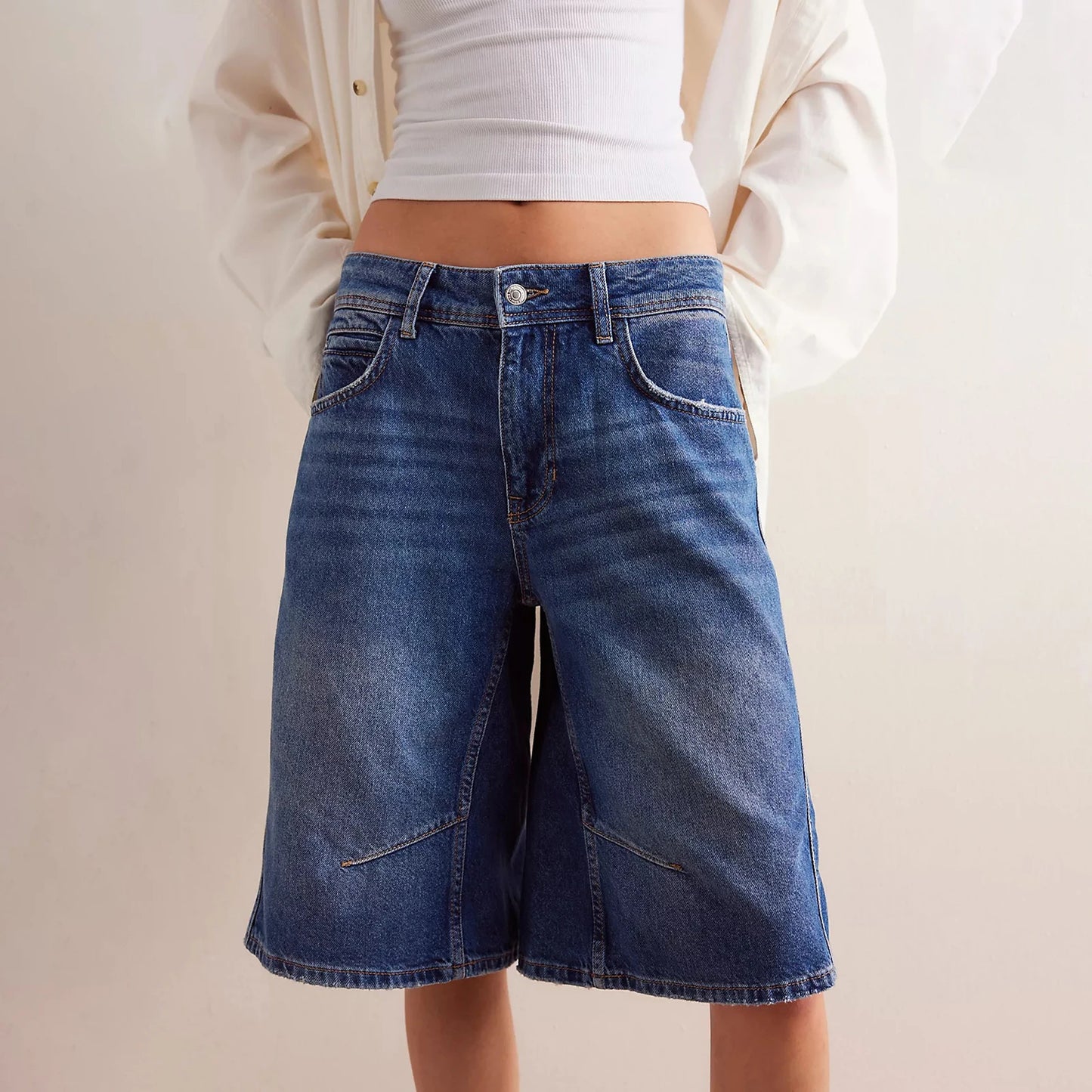 Women's High-Waisted Baggy Denim Shorts