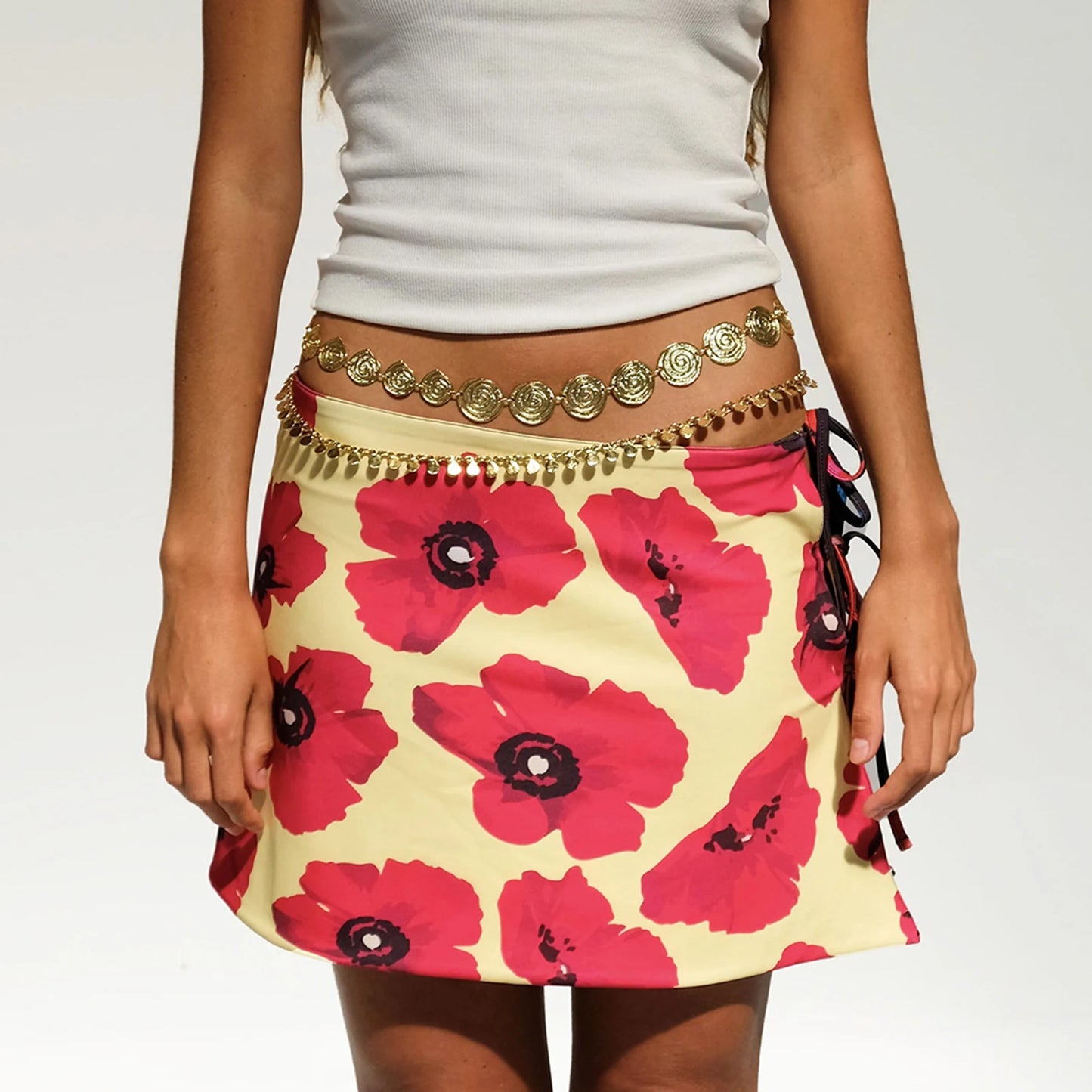 Slim Fit Tie-Dye Flower Print Mini Skirt
