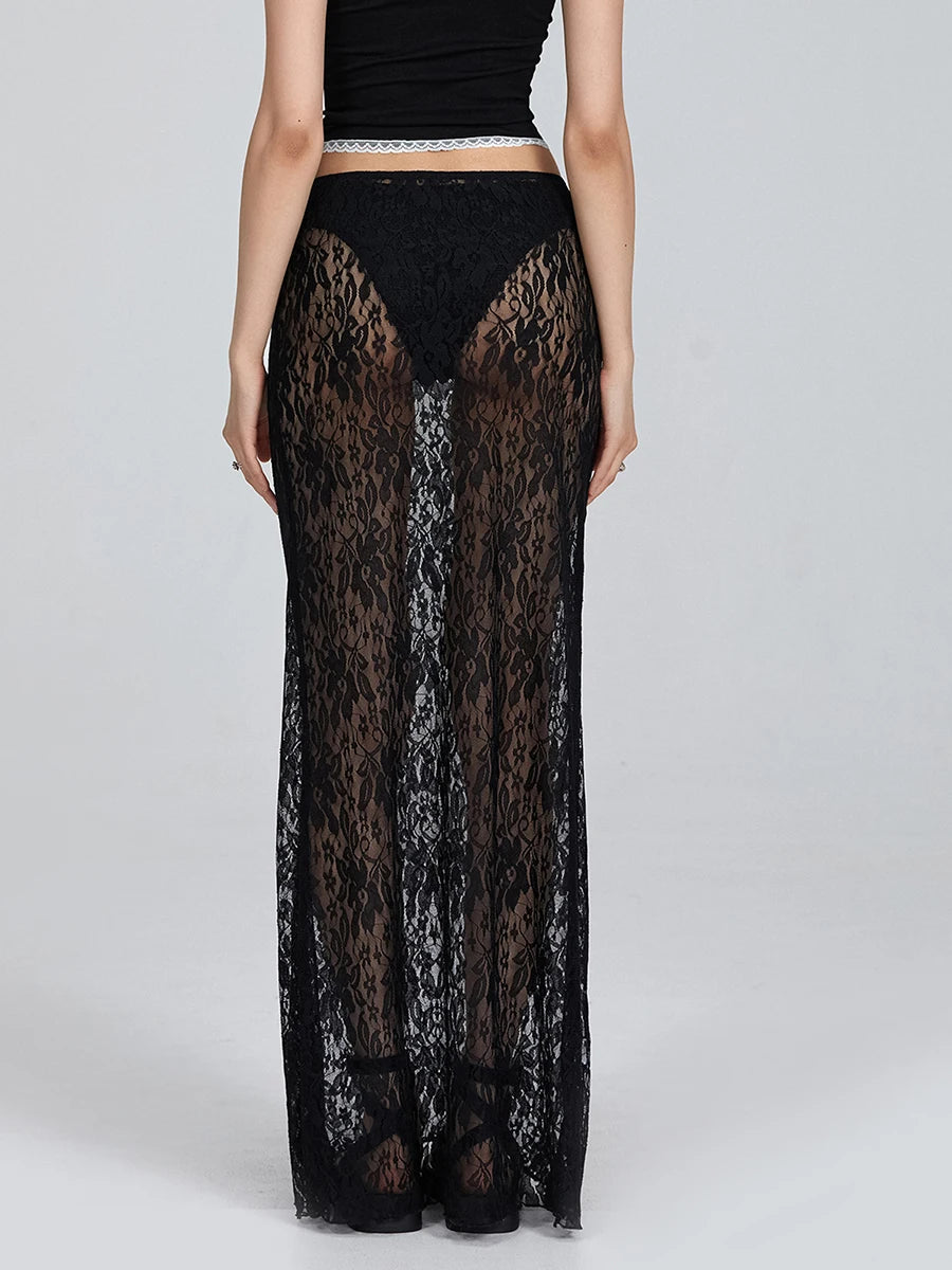 Lace Floral Wrap Skirt