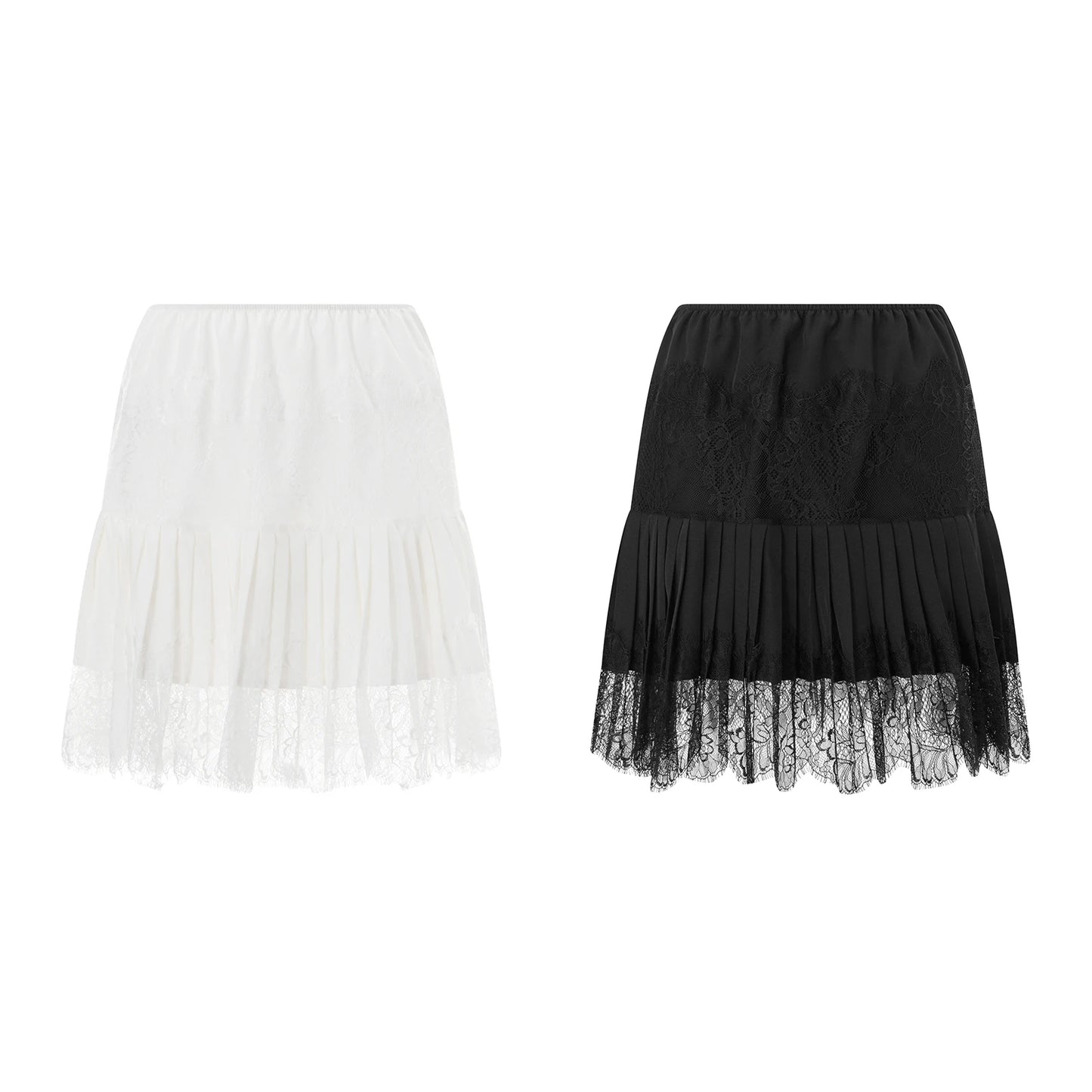 Floral Lace Pleated Mini Skirt