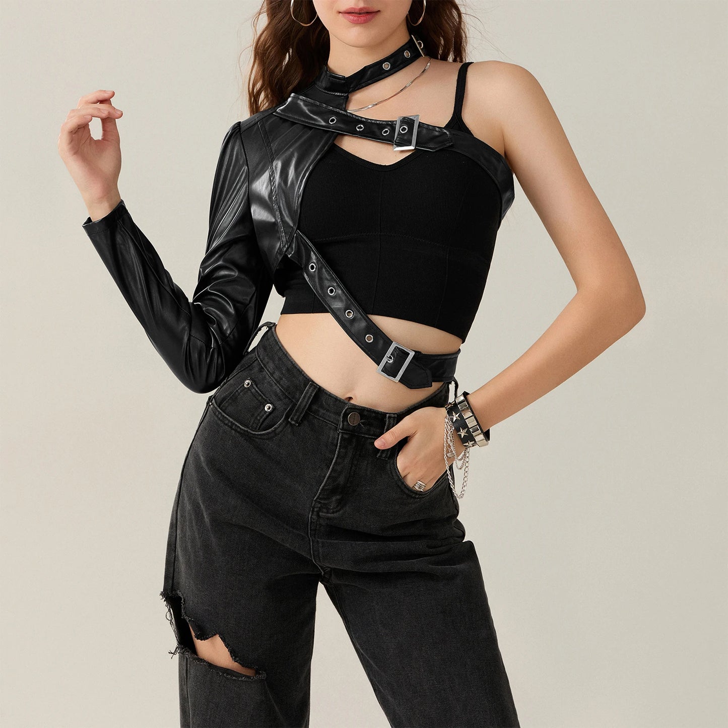 Halter Crop Tank Top – Sleeveless V-Neck