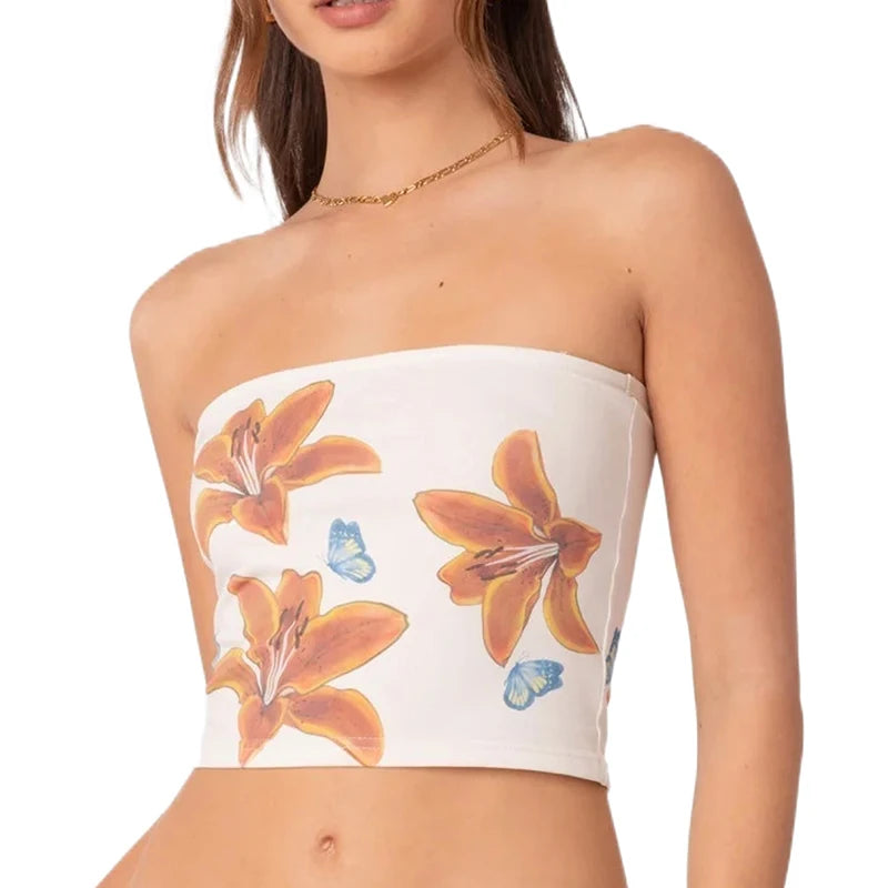 Floral Bow Tube Top