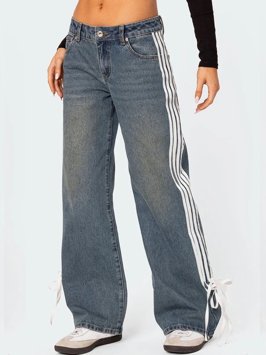 Side Stripe Low-Rise Jeans