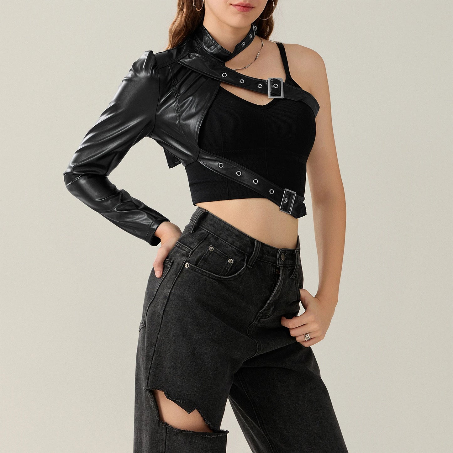 Halter Crop Tank Top – Sleeveless V-Neck