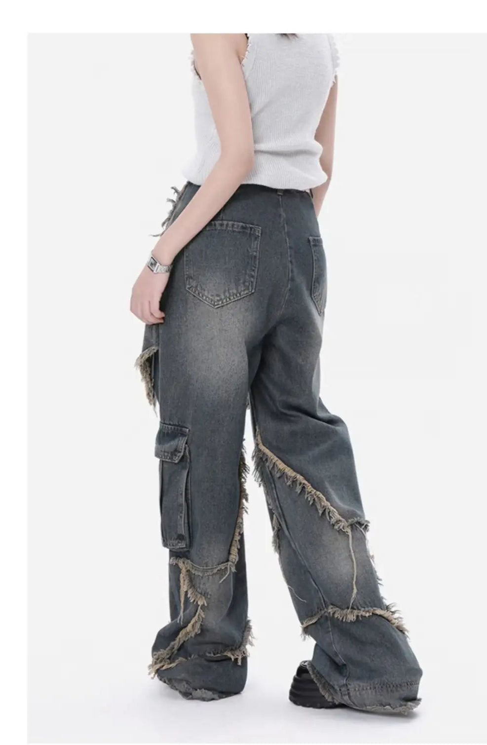 Star Stitching Tassel Jeans