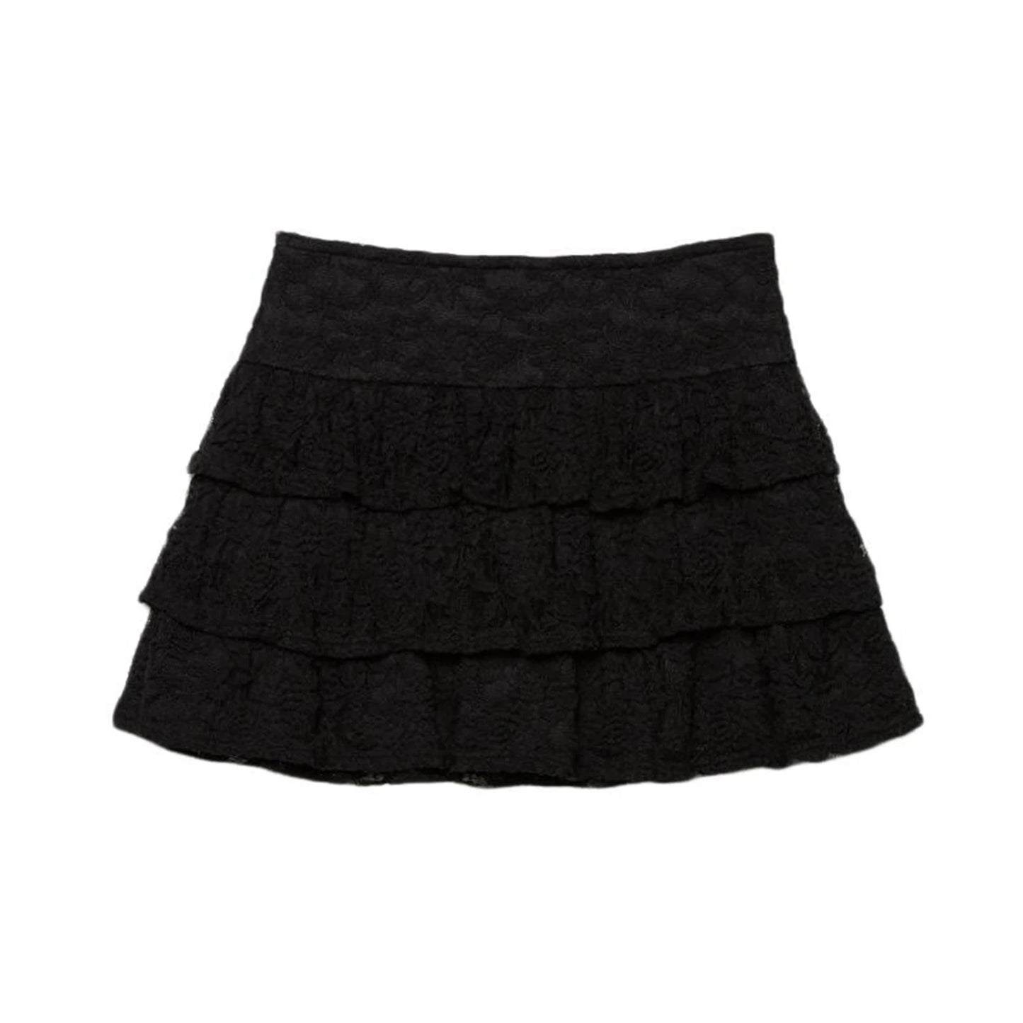 Layered Ruffled Elastic Skirt