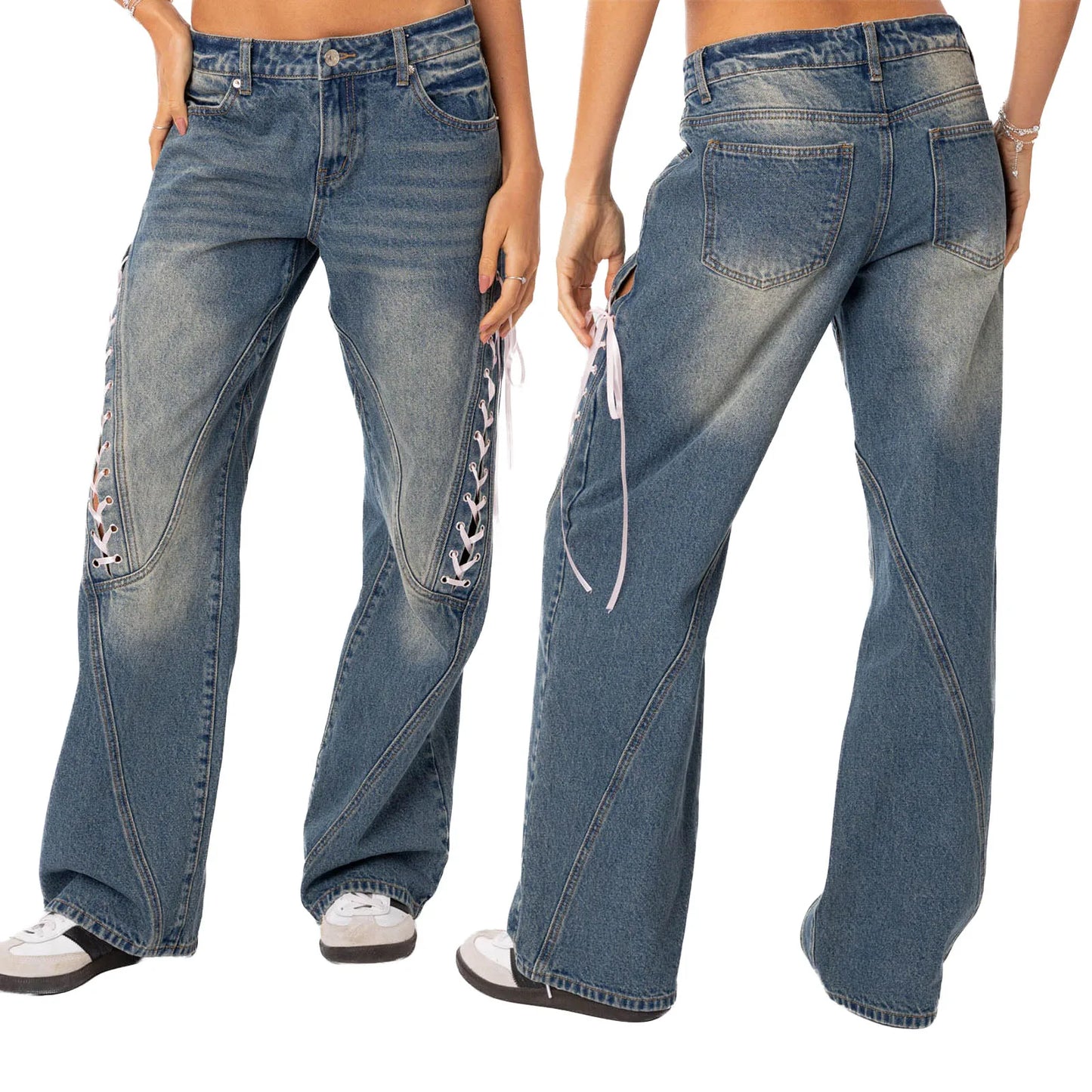 Retro Wide Leg Buttoned Jeans