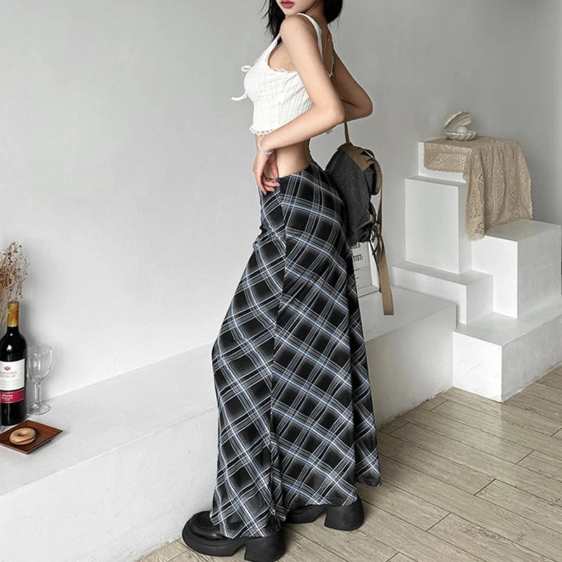 Plaid High Waist Slim Fit Skirt