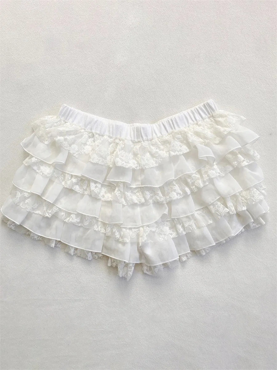 Lace Layered Ruffle Shorts