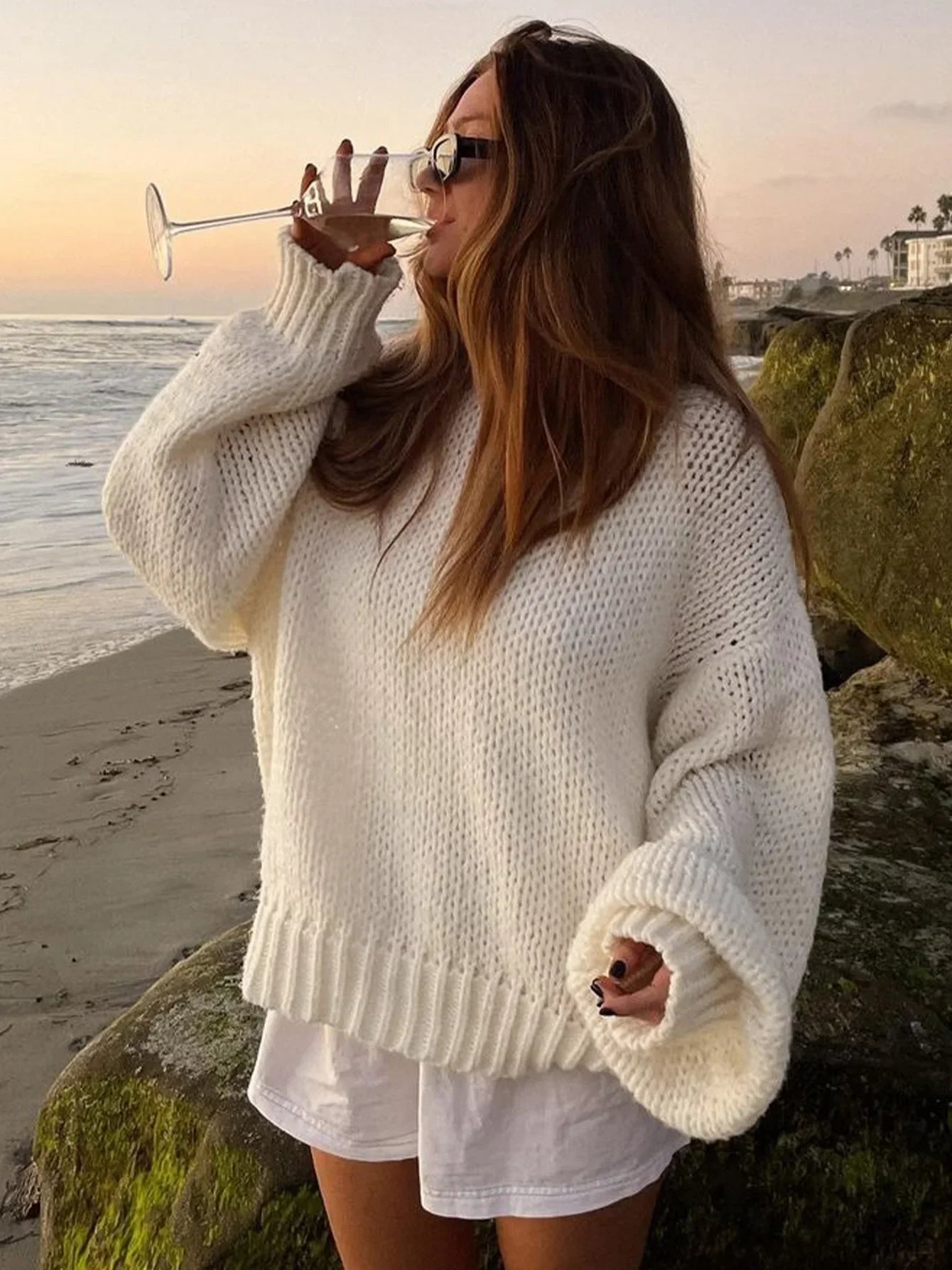 Hollow-Out Knitted Sweater