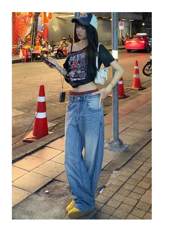 Retro Cartoon One-Shoulder Tee