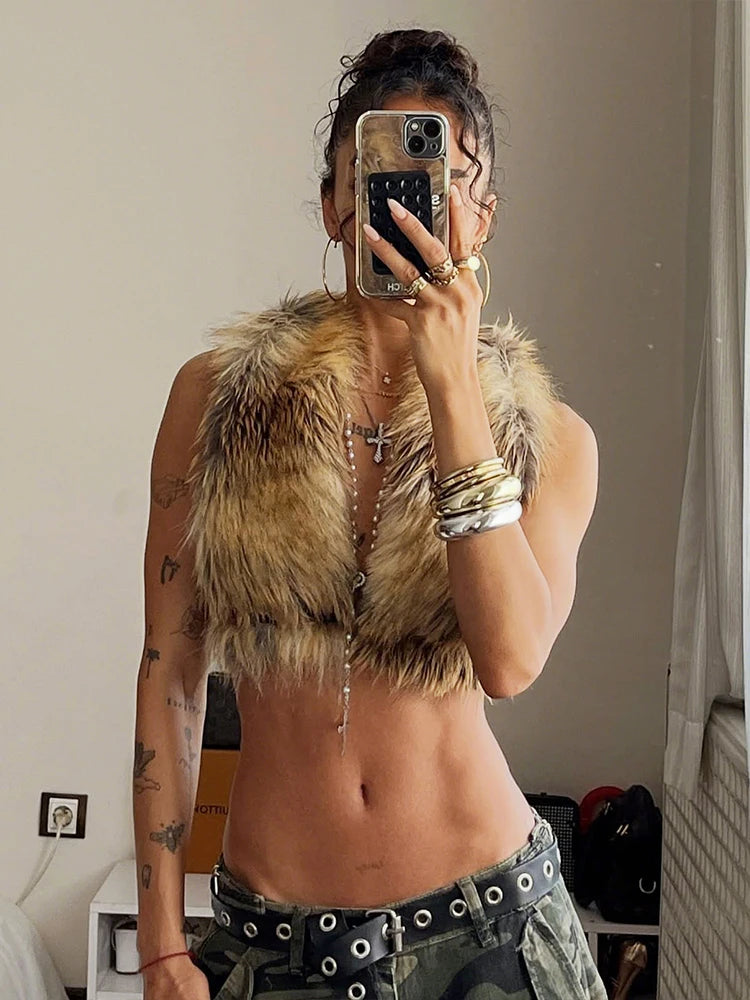 Leopard backless vest