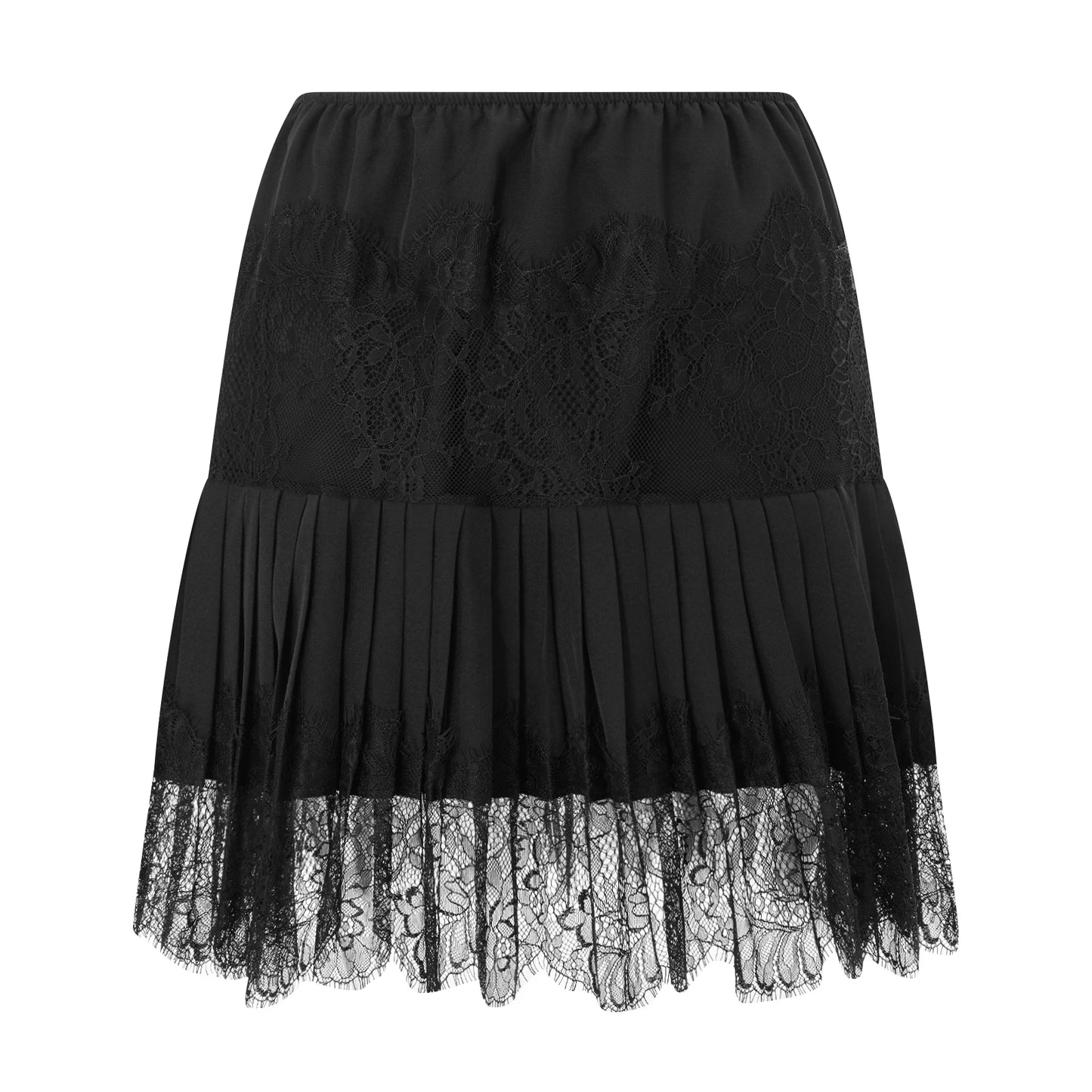 Floral Lace Pleated Mini Skirt