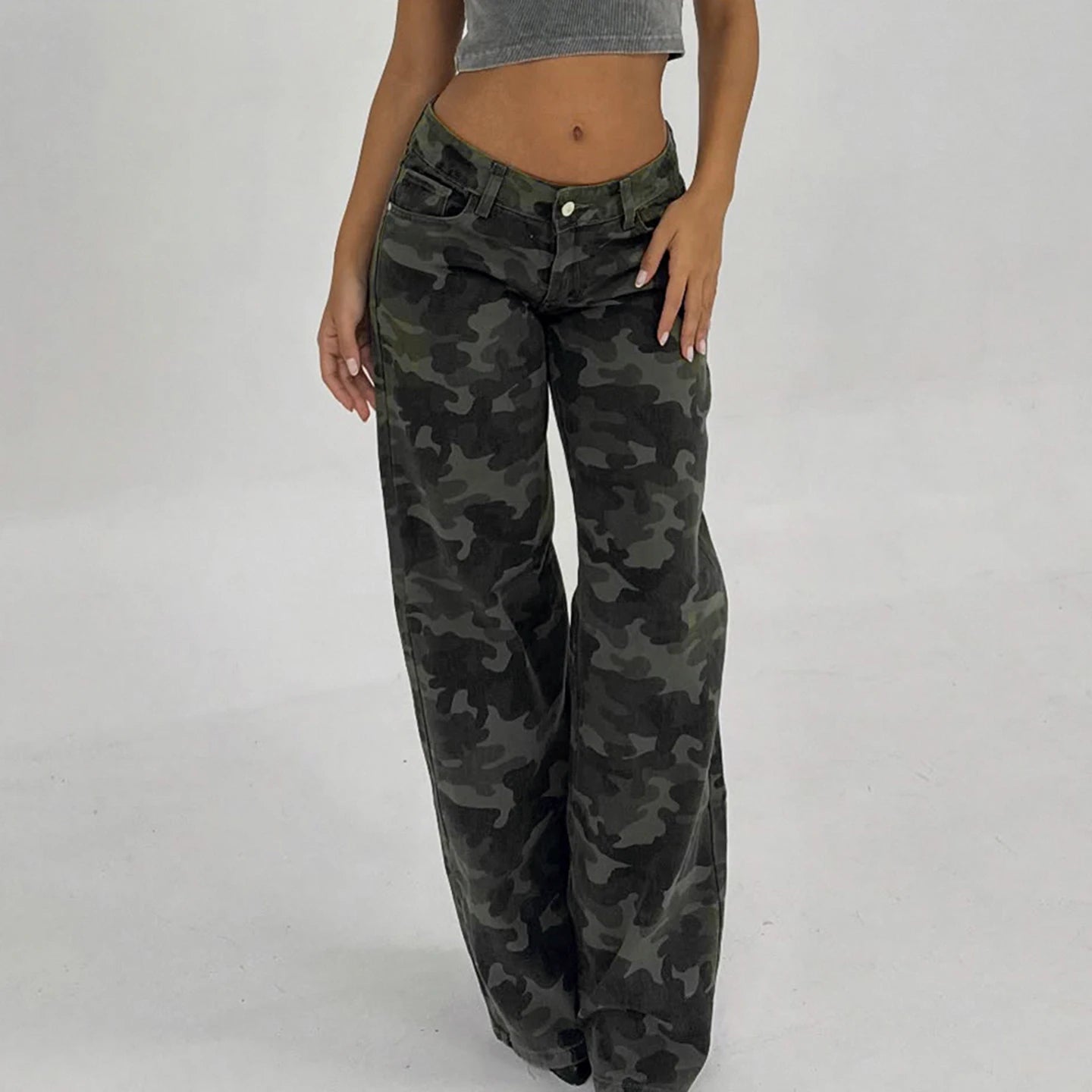 Camouflage Low Waisted Denim Pants