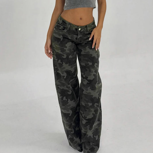 Camouflage Low Waisted Denim Pants