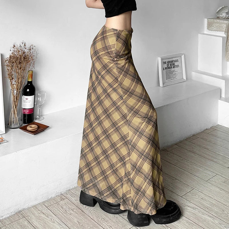 Plaid High Waist Slim Fit Skirt