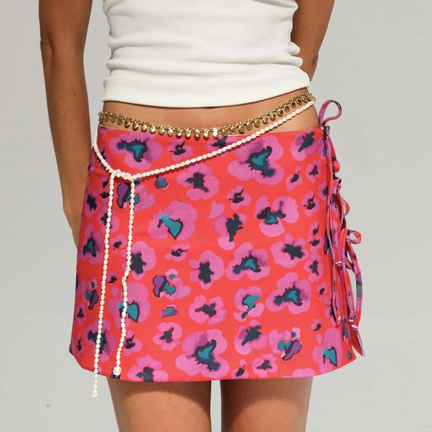 Slim Fit Tie-Dye Flower Print Mini Skirt