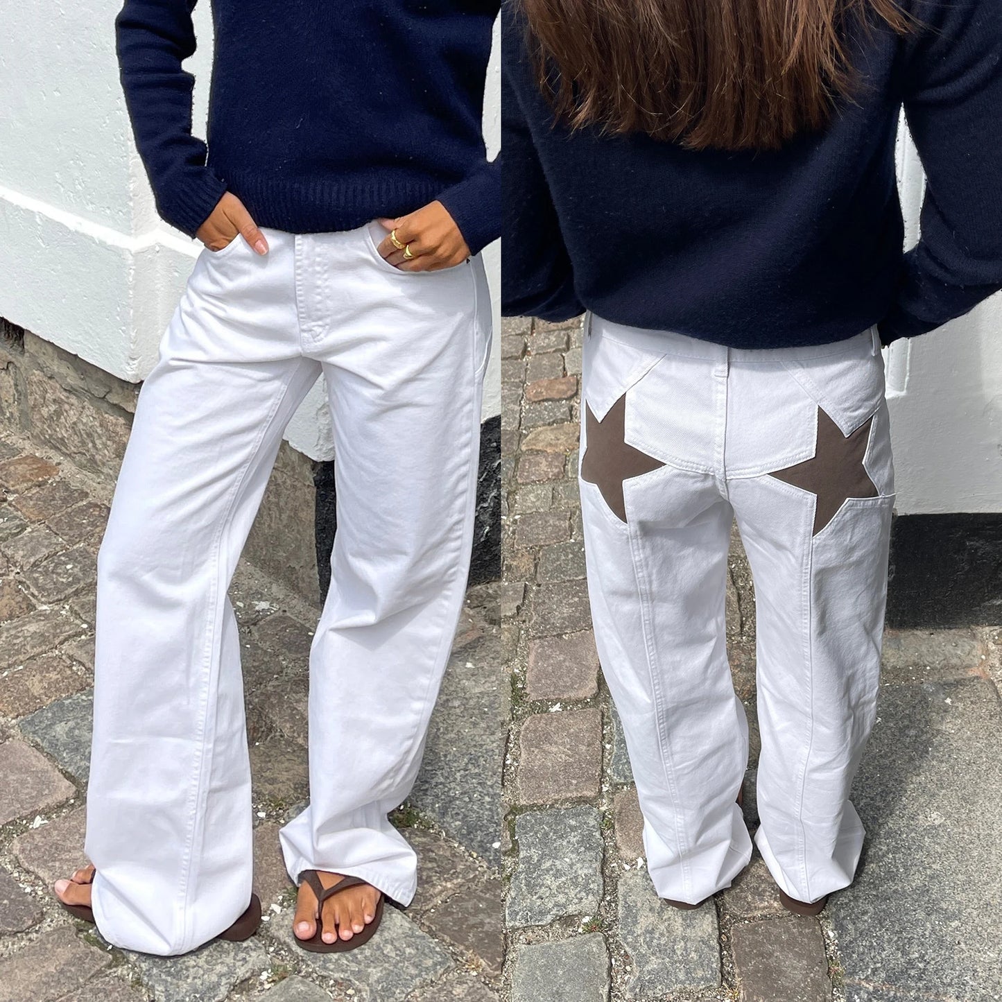 Star Print Loose Fit Denim Jeans