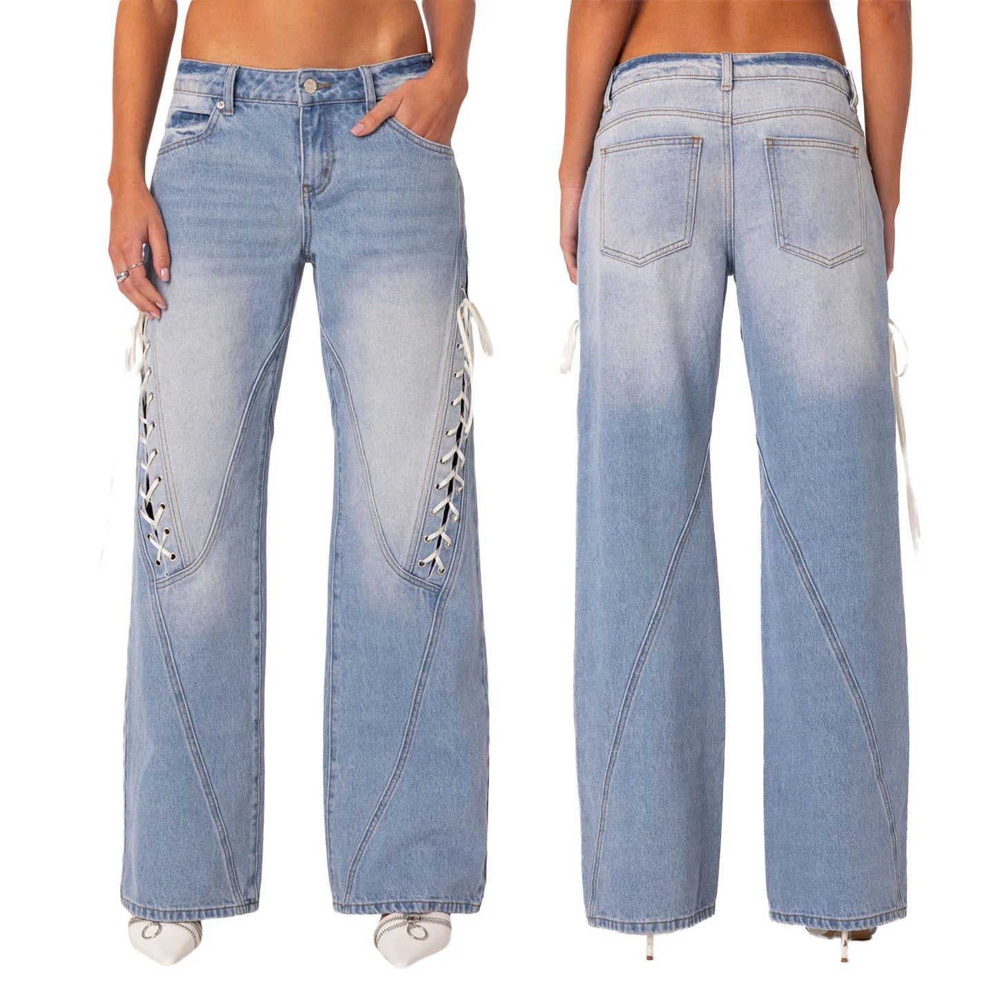 Retro Wide Leg Buttoned Jeans