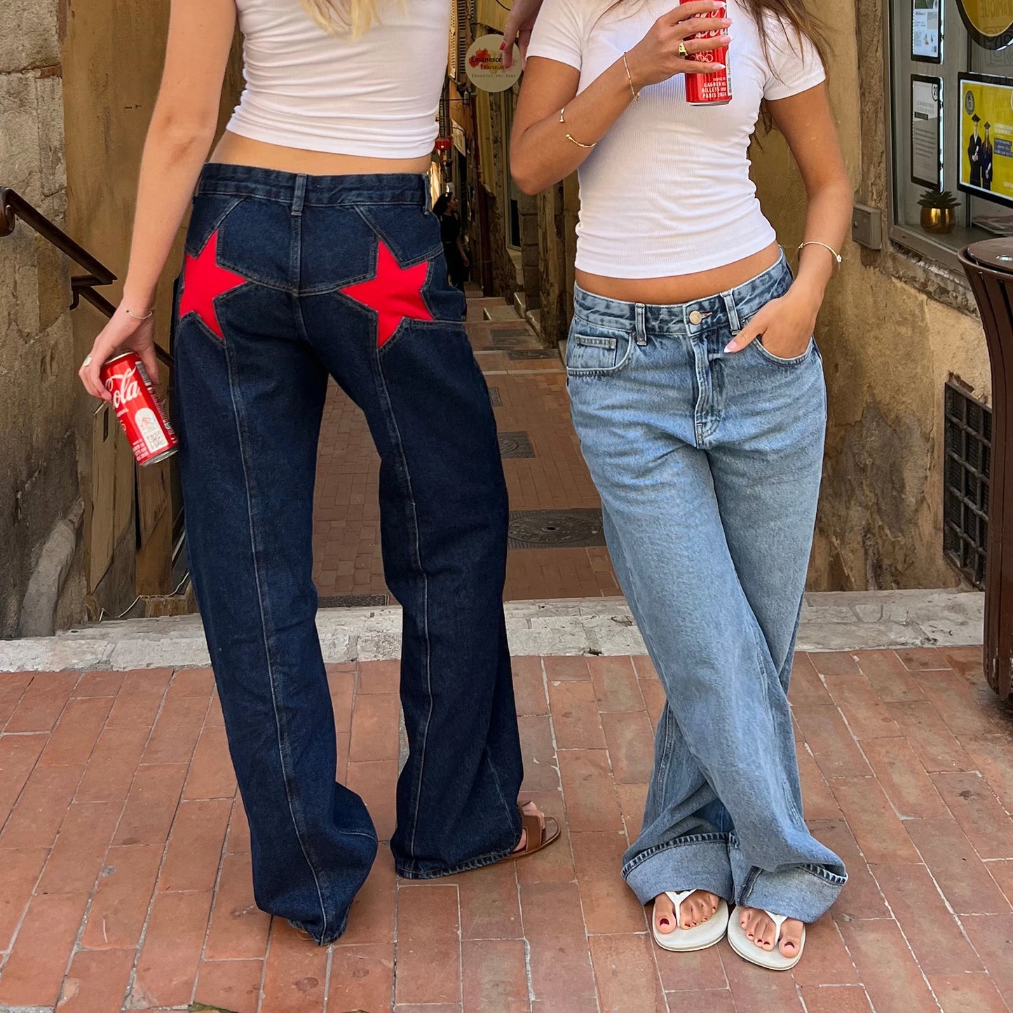 Star Print Loose Fit Denim Jeans
