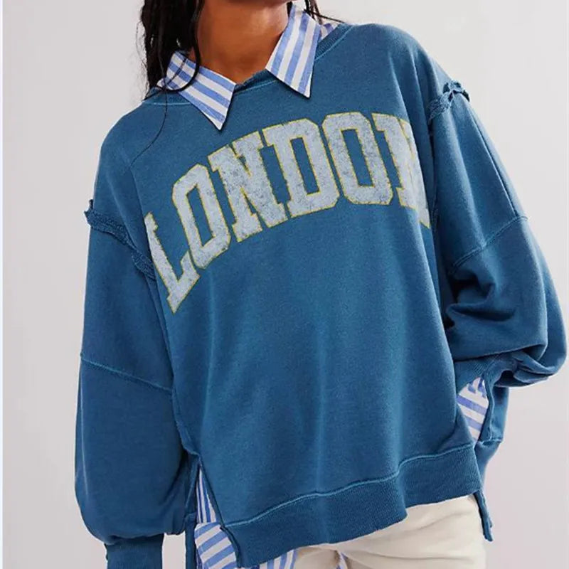 Drop Shoulder Pullover with Side Slit and Crewneck