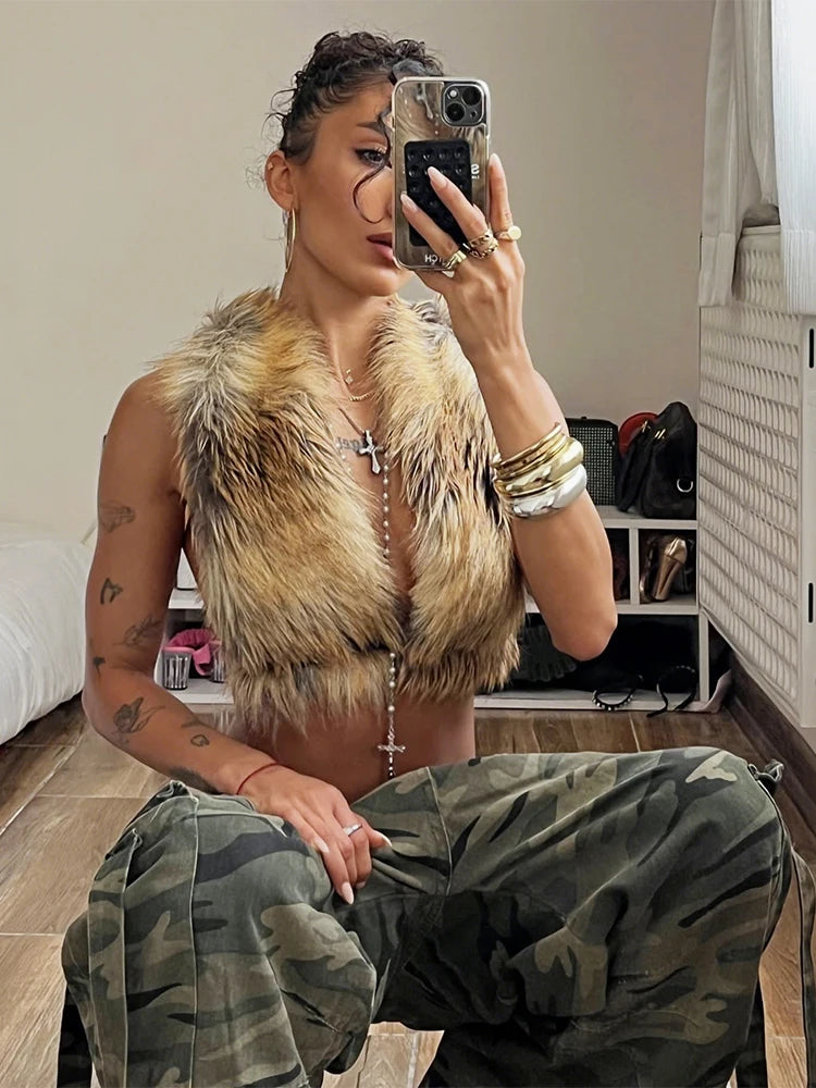 Leopard backless vest