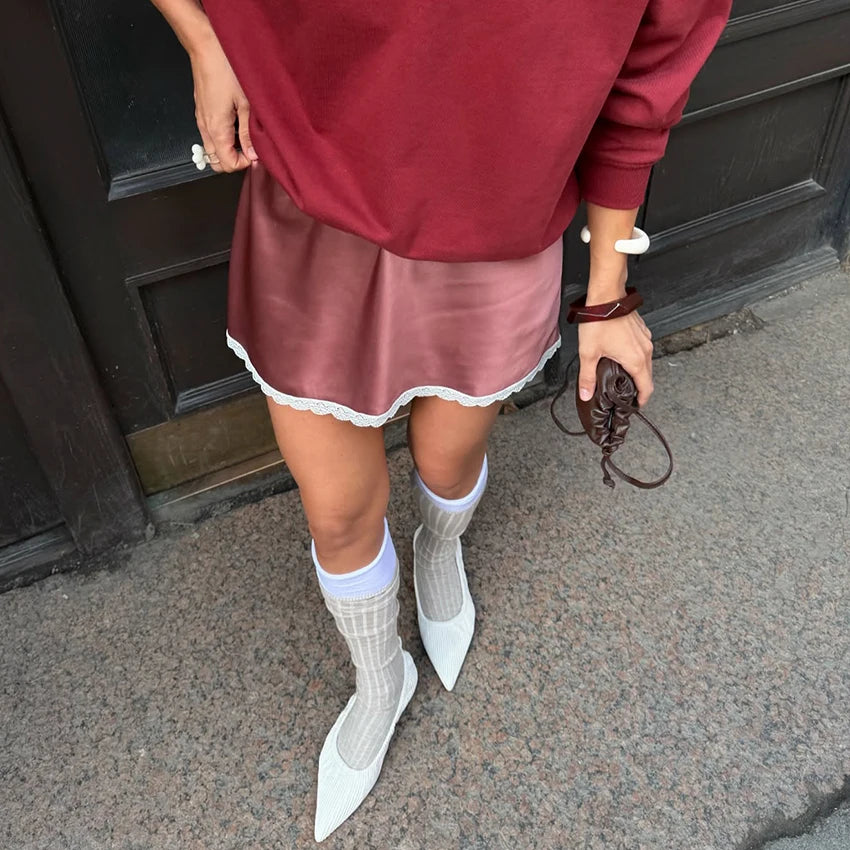 Satin White Mini Skirts