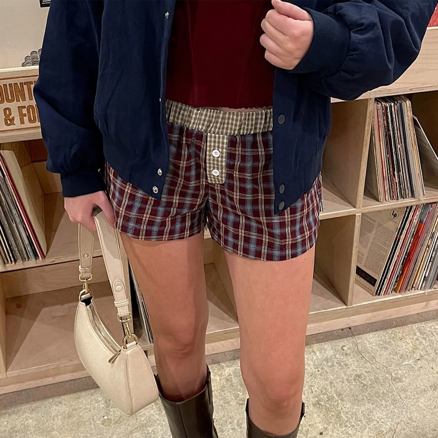 Plaid Contrast Boxer Shorts