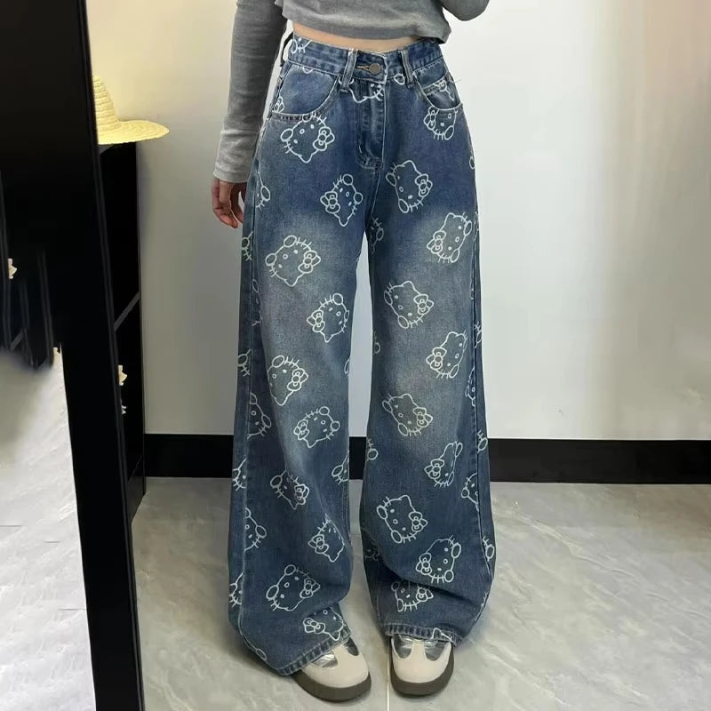 Hello Kittys Printed Jeans Denim
