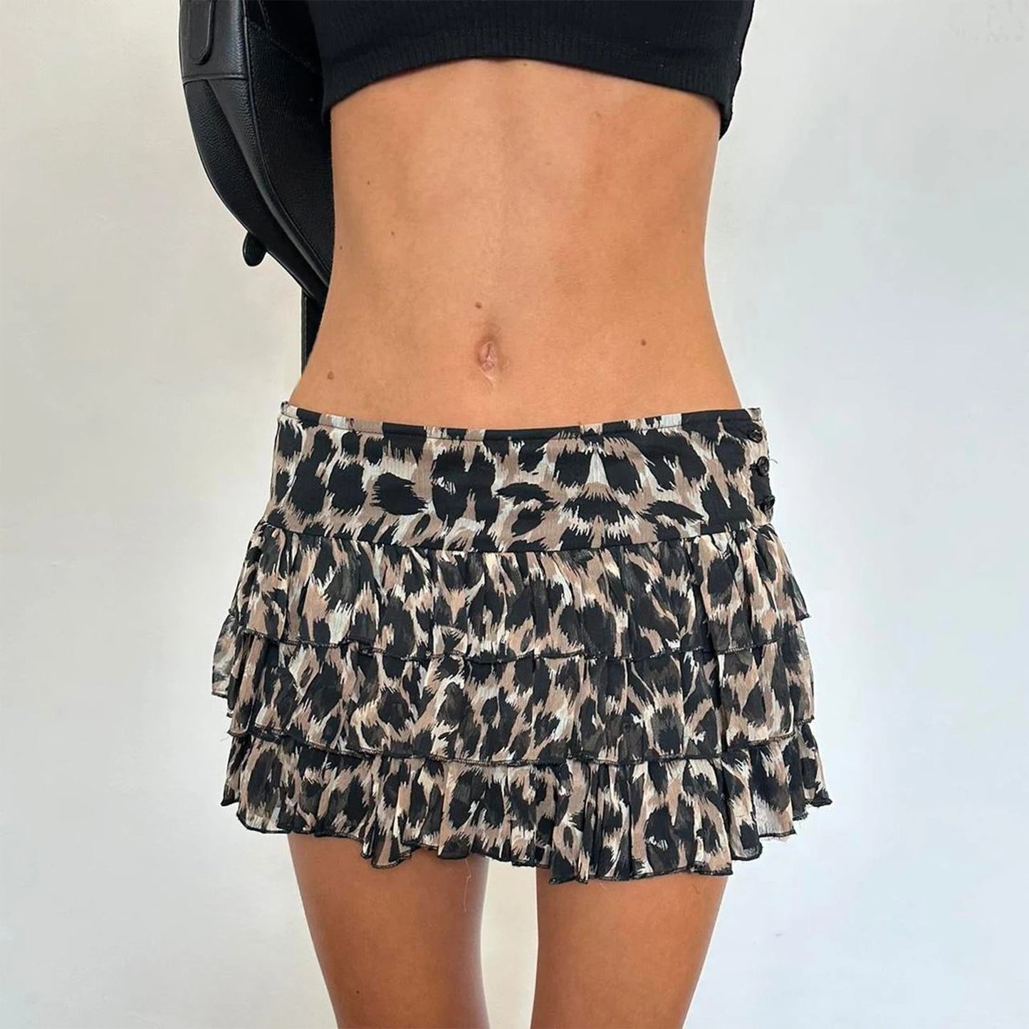 Ruffled Leopard Print Skirt