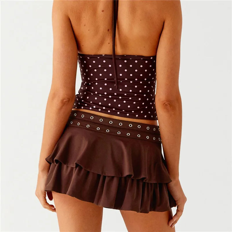 Ruffle Mini Skirt with Belt