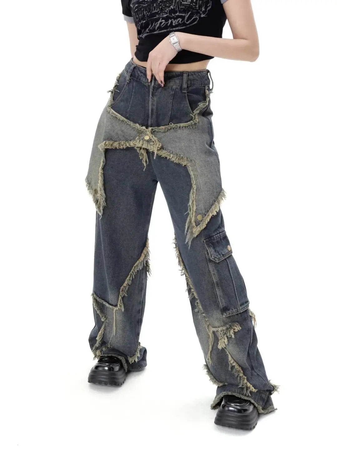 Star Stitching Tassel Jeans