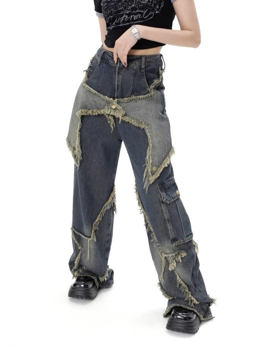 Star Stitching Tassel Jeans
