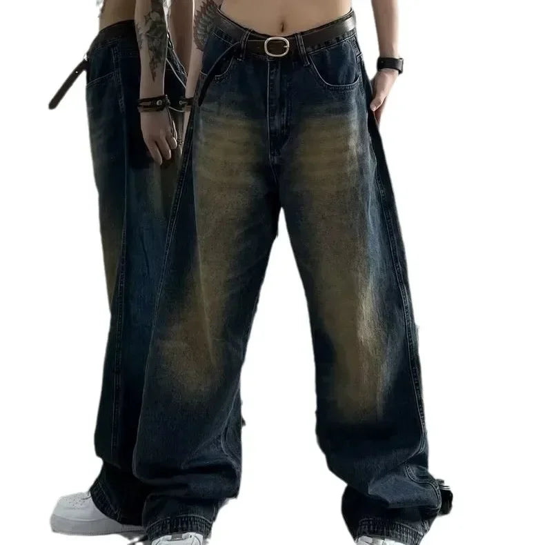 Distressed Wide-Leg Jeans