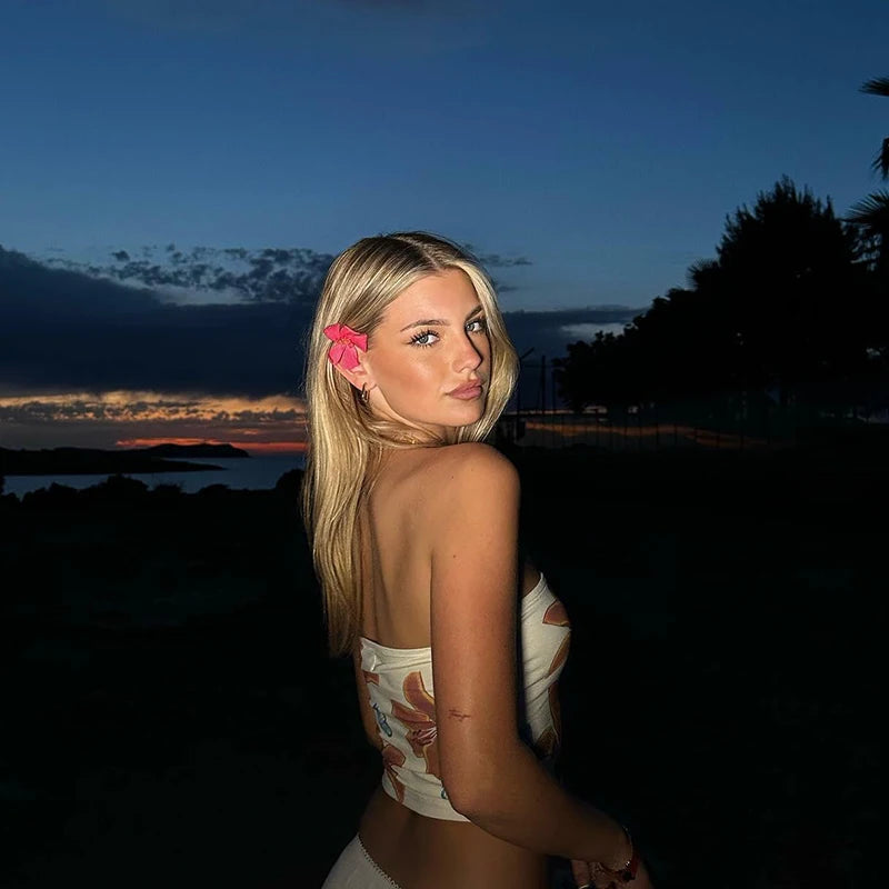 Floral Bow Tube Top