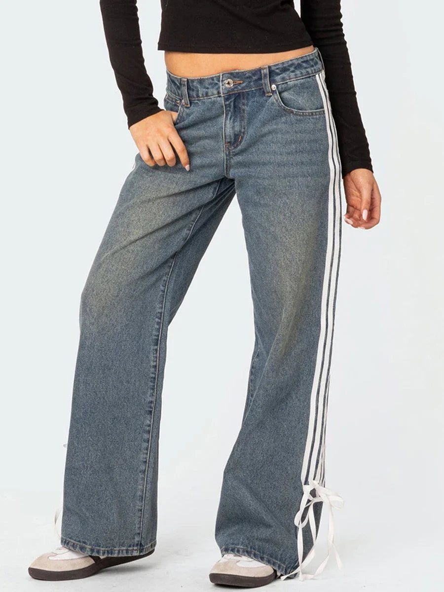 Side Stripe Low-Rise Jeans