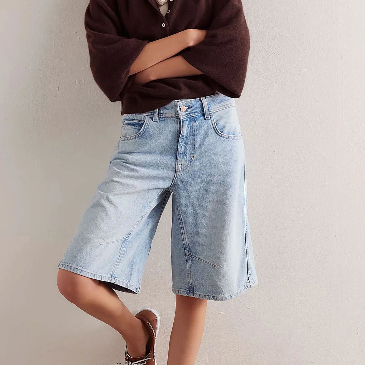 Women's High-Waisted Baggy Denim Shorts