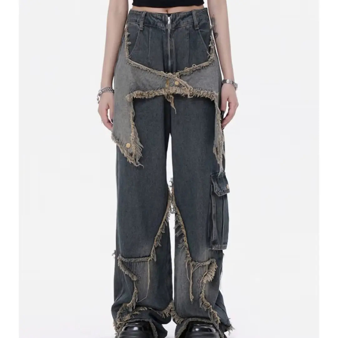 Star Stitching Tassel Jeans