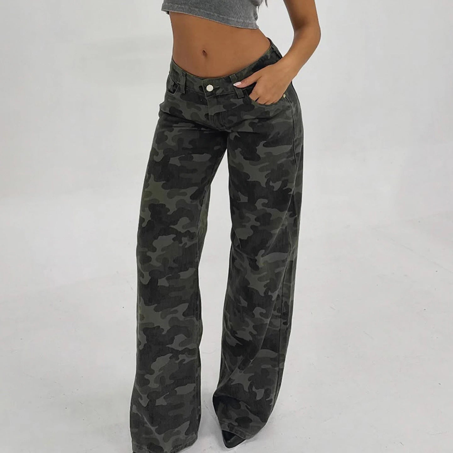 Camouflage Low Waisted Denim Pants