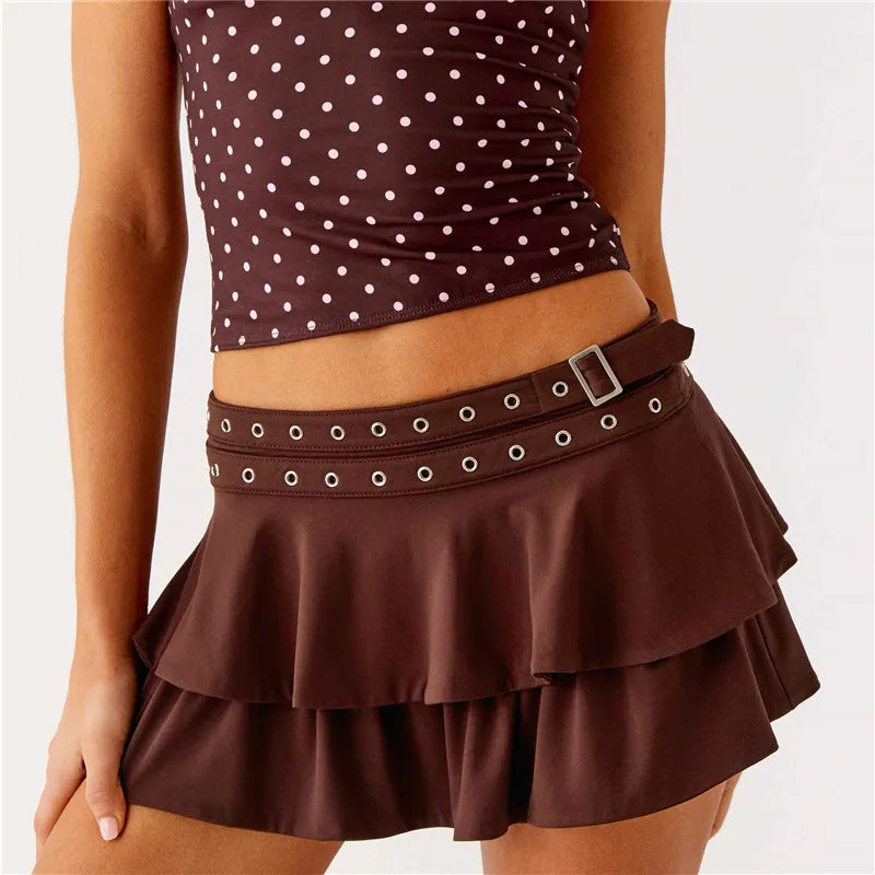 Ruffle Mini Skirt with Belt