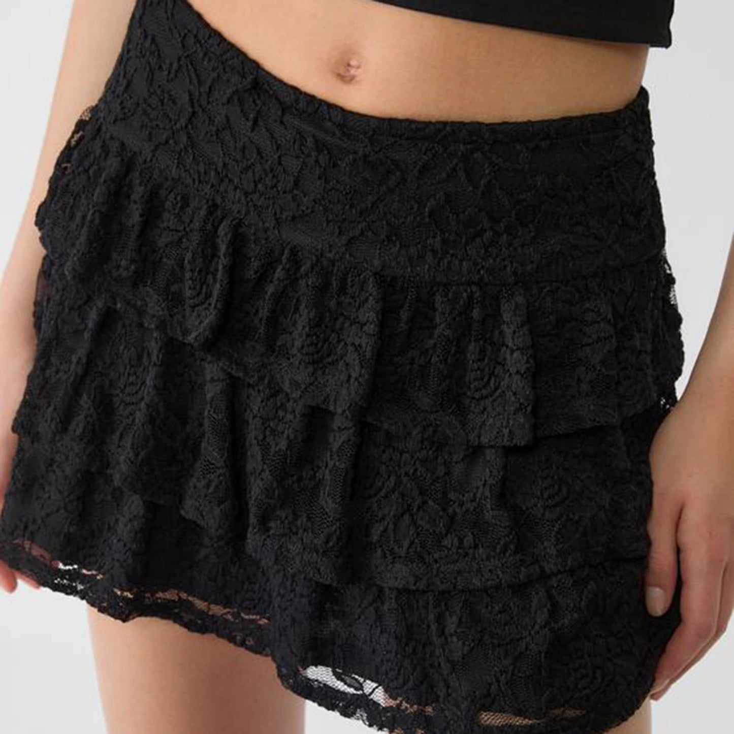 Layered Ruffled Elastic Skirt