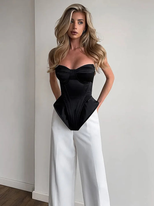 Black Strapless Corset Top