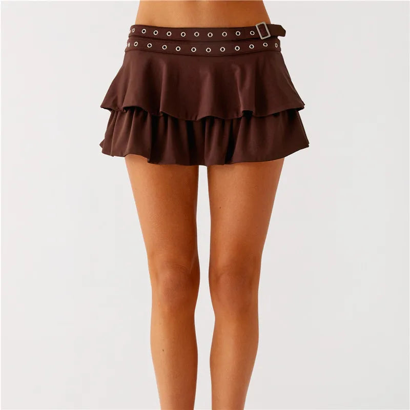 Ruffle Mini Skirt with Belt