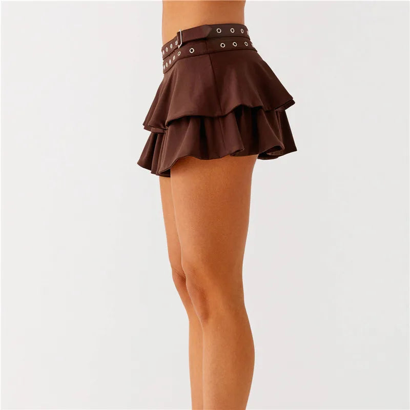 Ruffle Mini Skirt with Belt